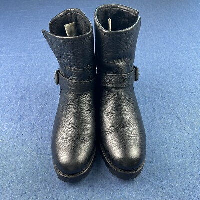 FRYE Natalie Short Engineer Lug Womens BOOTS Size 9 Black Leather