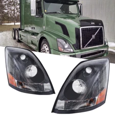 For Volvo VNL 2004-2017 Semi Truck Black Projector Headlight Headlamp Left&Right