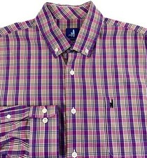 johnnie-O Men's Button Down Performance Stretch Pocket Purple Check Shirt XL