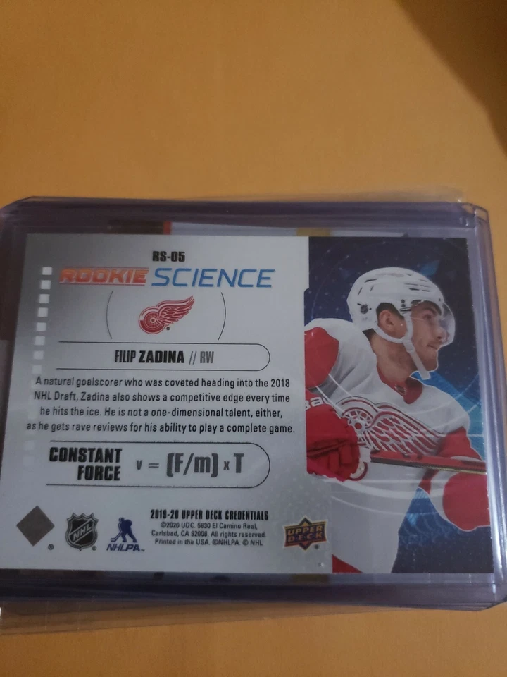 2019-20 Upper Deck Credentials Rookie Science #RS05 Filip Zadina HOT - Image 2 of 2