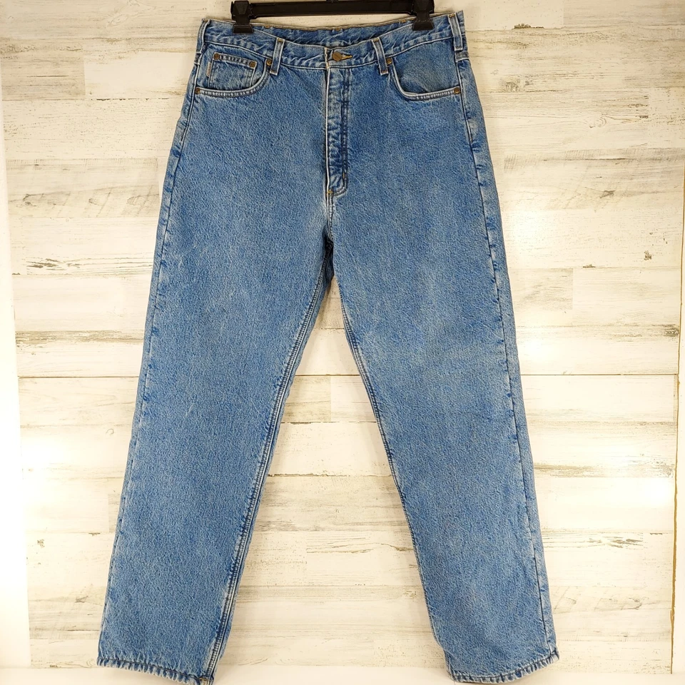 CARHARTT RELAXED FIT PIERNA RECTA POLAR FORRADO AZUL JEANS HOMBRE TALLA 36x34????? Foto 2 de 4