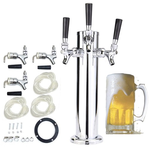 Stainless Draft Beer 3Faucet Tower Keg Kegerator 3 Tap Triple Tap Beer