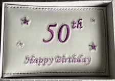 50th Birthday White Photo Album Gift With Star Design 48 X 6  X 4  Photos