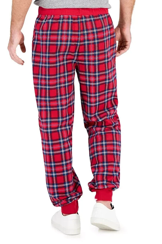 Pantalones de chándal Charter Club Lounge para hombre, rojo festivo a cuadros múltiples, pequeños Foto 2 de 2