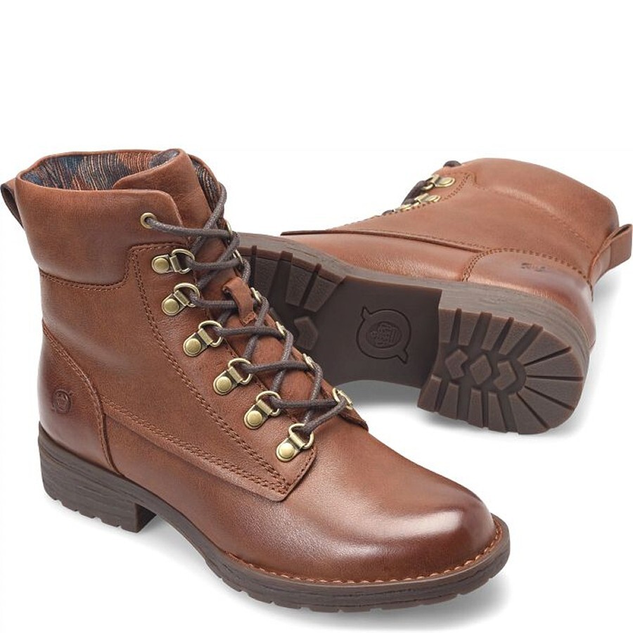 New! Born Codi Lace-Up Boot Brown Combat Moto Biker Boot Size 10 M DD359