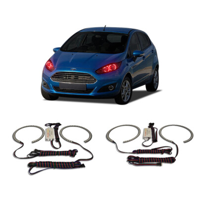 Bright Red Angel Eye Headlight Halo kit for Ford Fiesta 11-13