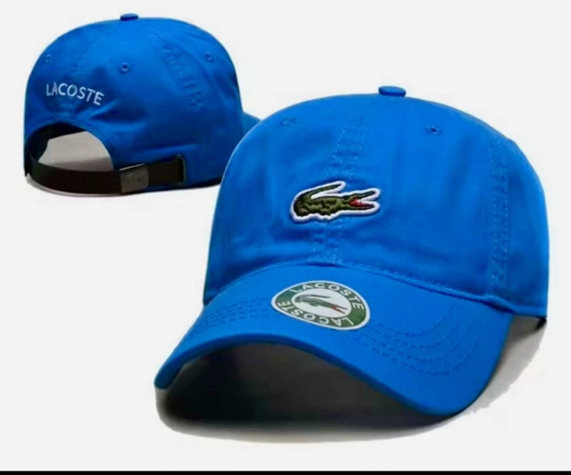 Lacoste Hat Cap Strap Back Mens One Size Blue Embroidered Crocodile NEW Dad OSFA