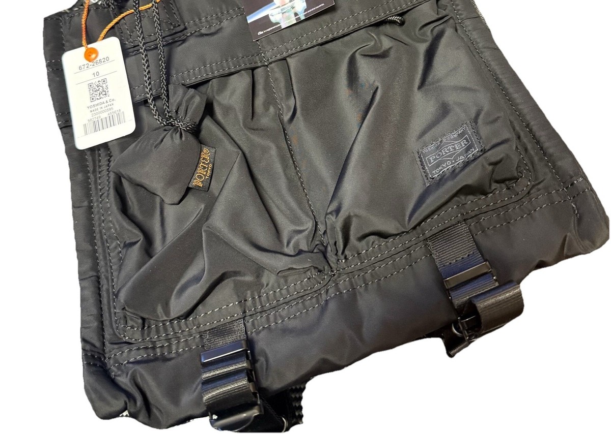 HEAD PORTER SENSES Tote Bag (S) Black Matte αGEL Handles Pad Made