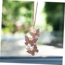 Bling Butterfly Diamond Car Hanging Accessories, Lucky Rhinestone Crystal Pink