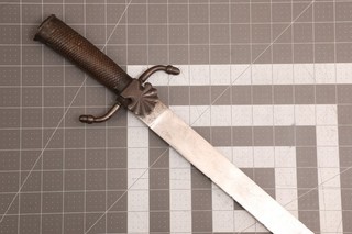 Antique 1700s Steel S Guard Hunting Hanger Short Sword Diamond Wood Grip Relic