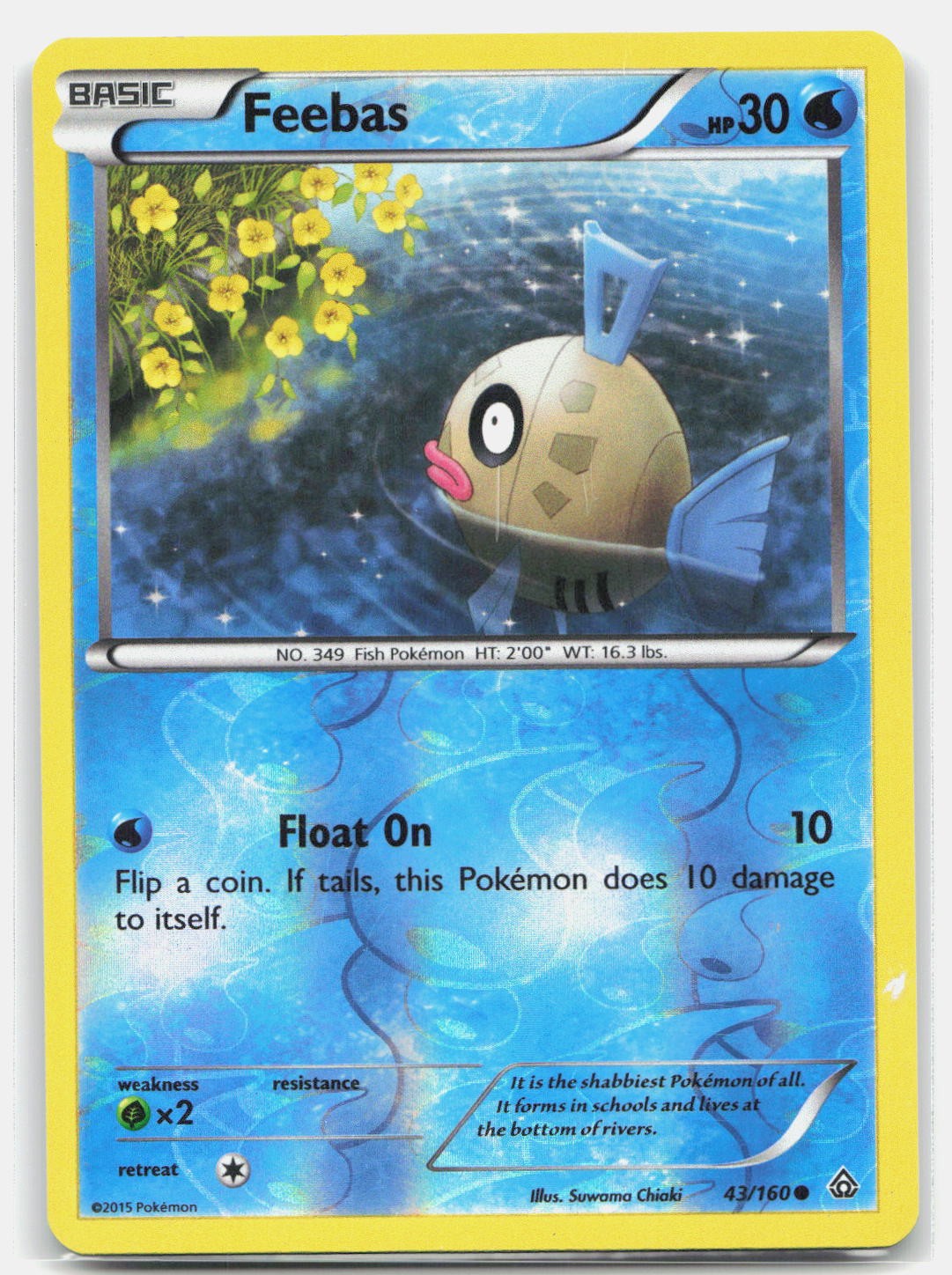Feebas 43/160 Common Reverse Holo XY - Primal Clash Pokemon HP DMG