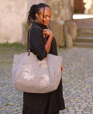 THE MOSHI - XXL TASCHE - Lagenlook SHOPPER - HANDTASCHE - grau