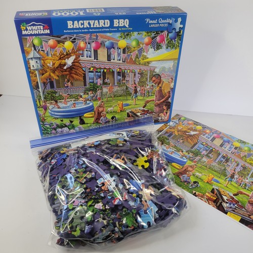 2022 White Mountain Backyard BBQ 1000Pc Jigsaw Puzzle Summer Party Yard 4th July - Picture 2 of 16