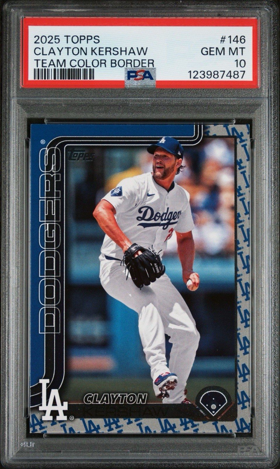 2025 TOPPS S1 CLAYTON KERSHAW TEAM BORDER SP POP 1 PSA 10