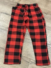 Kids Buffalo Plaid Christmas Fleece Pajama Pants Red/Black, Size 8-10