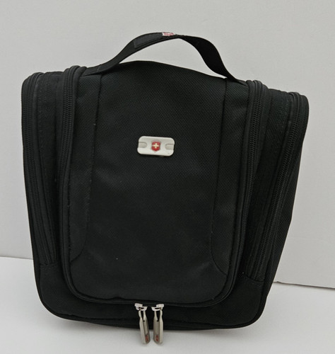 Victorinox Swiss Army Hanging Toiletry Kit Handle Pockets Zippers Black EUC