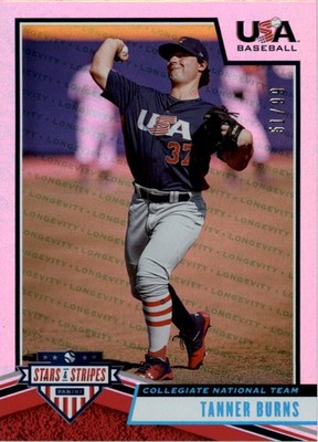 2019 USA Baseball Stars and Stripes Longevity Holofoil #15 Tanner Burns /99 BB