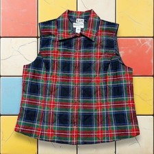 Vintage Pendelton Plaid Flannel Vest 90s Womans L Tartan USA Red Waist Coat
