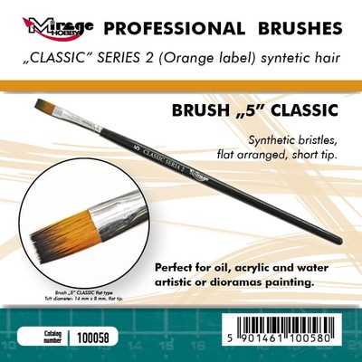 MIRAGE HOBBY 100058 FLAT BRUSH: PROFESSIONAL SERIES 2 No. 5 (High Quality)