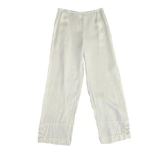 Citron Santa Monica silk linen cream pull on ankle pants size M