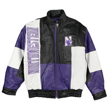 Vintage Pro Player Northwestern Wildcats Leather Jacket 90s Medium Purple Black