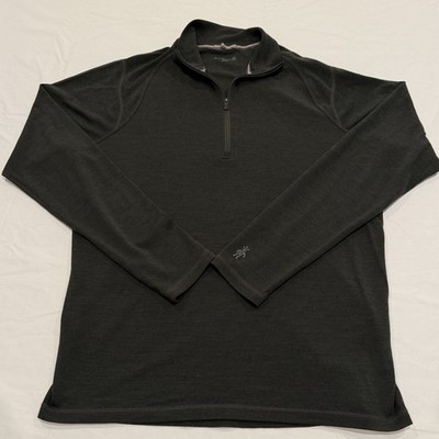 SMARTWOOL Merino 250 1/4 Zip Pullover Shirt Top Base Layer Green Men's L Hiking