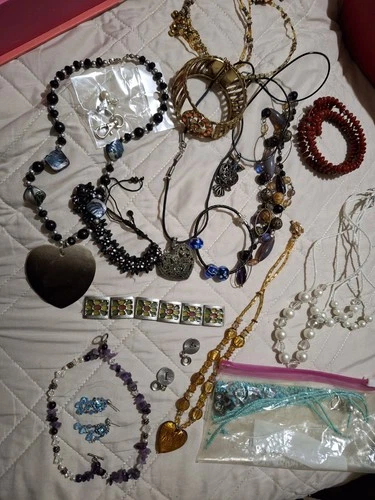 Vintage to present Lot Mixed costume jewelry necklaces broaches  bracelets