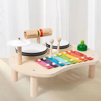 Montessori Trommel Set aus Holz mit Xylophon Baby Musikspielzeug ab 1 2 3 Jahr