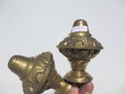Victorian Brass Curtain Pole Rail Ends Antique Finials French Rococo Old Gilt