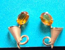Vintage DCE Signed Earrings 1/20 14K GF Citrine Stones and Gold Cone Shapes