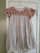 Women's Lyndon Layerz Gingham Embroidered Dress With Pockets Size Large