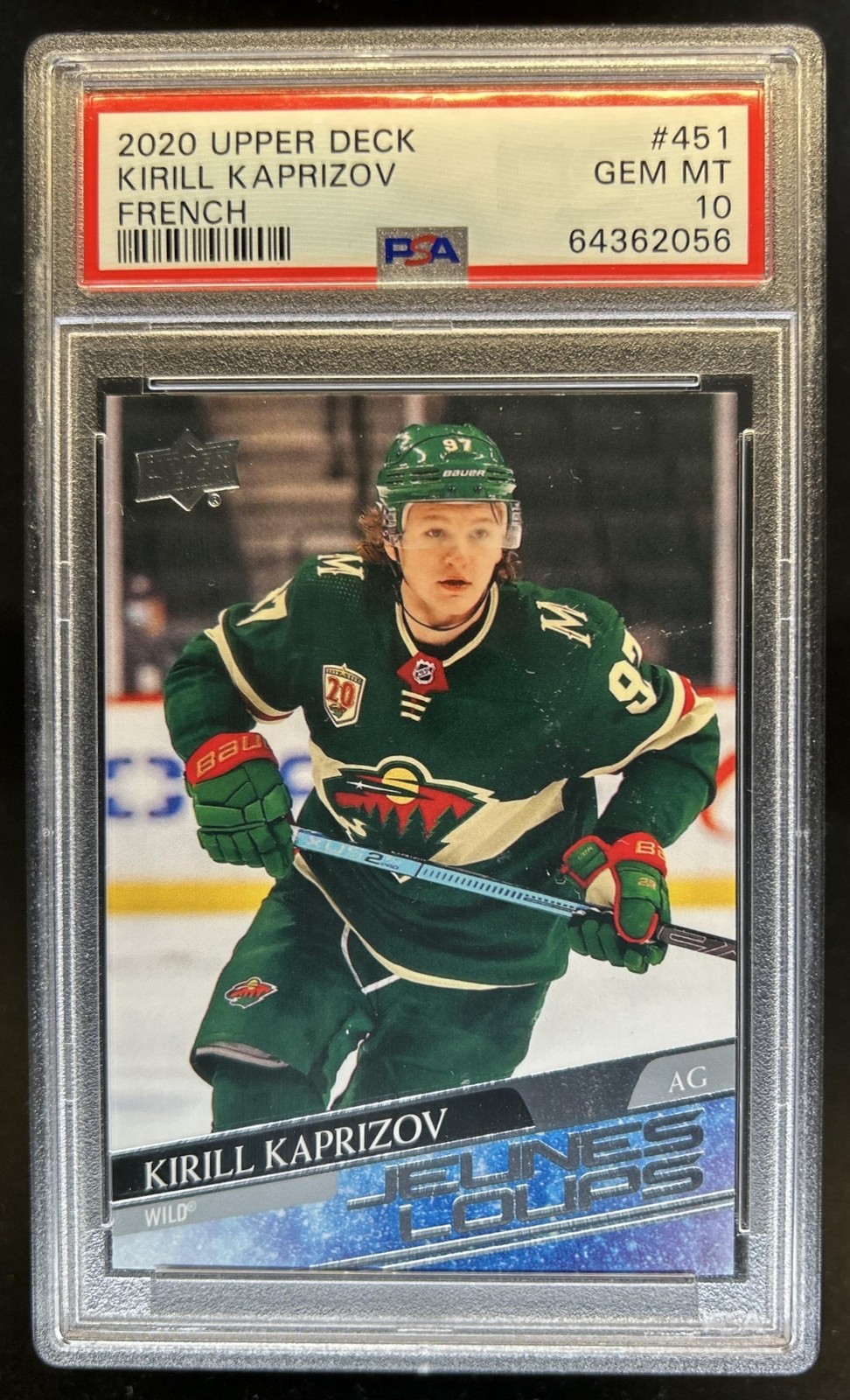 2020-21 Upper Deck Kirill Kaprizov Rookie RC French Young Guns #451 Wild PSA 10