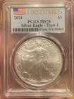 2021 $1 American Silver Eagle Type 1 First Strike - PCGS MS70
