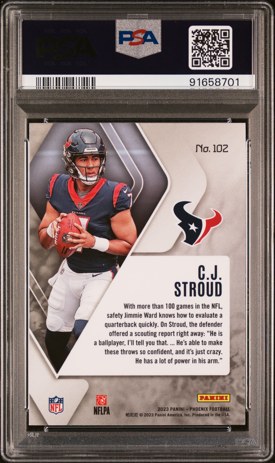 2023 PANINI PHOENIX SILVER #102 CJ STROUD ROOKIE RC PSA 9 view 2