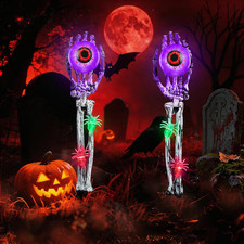 Halloween Skeleton Hands Decorations, 2 Pack Halloween Decorations Outdoor