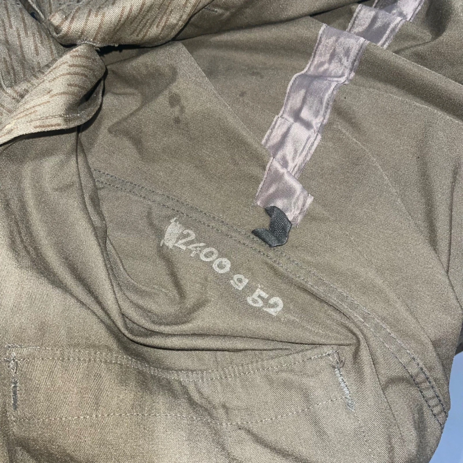 East German NVA Mens g 52 Brown Strichtarn Rain Camo Military Field Jacket - product detail image 5