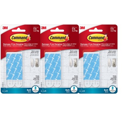 Water-Resistant Adhesive Refill Strips, Large (Pack of 12)   Damage-Free Hang...