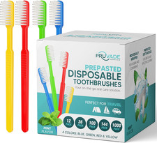 144 Pack Disposable Toothbrushes with Toothpaste, Built in - Prepasted Toothbrus