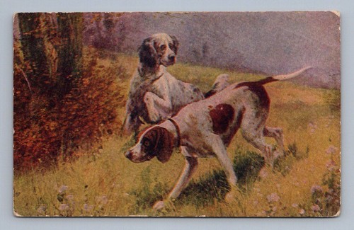 Toile Encadrée Chien Chasseur Setters – Art Mural Victorien Prêt à Accrocher