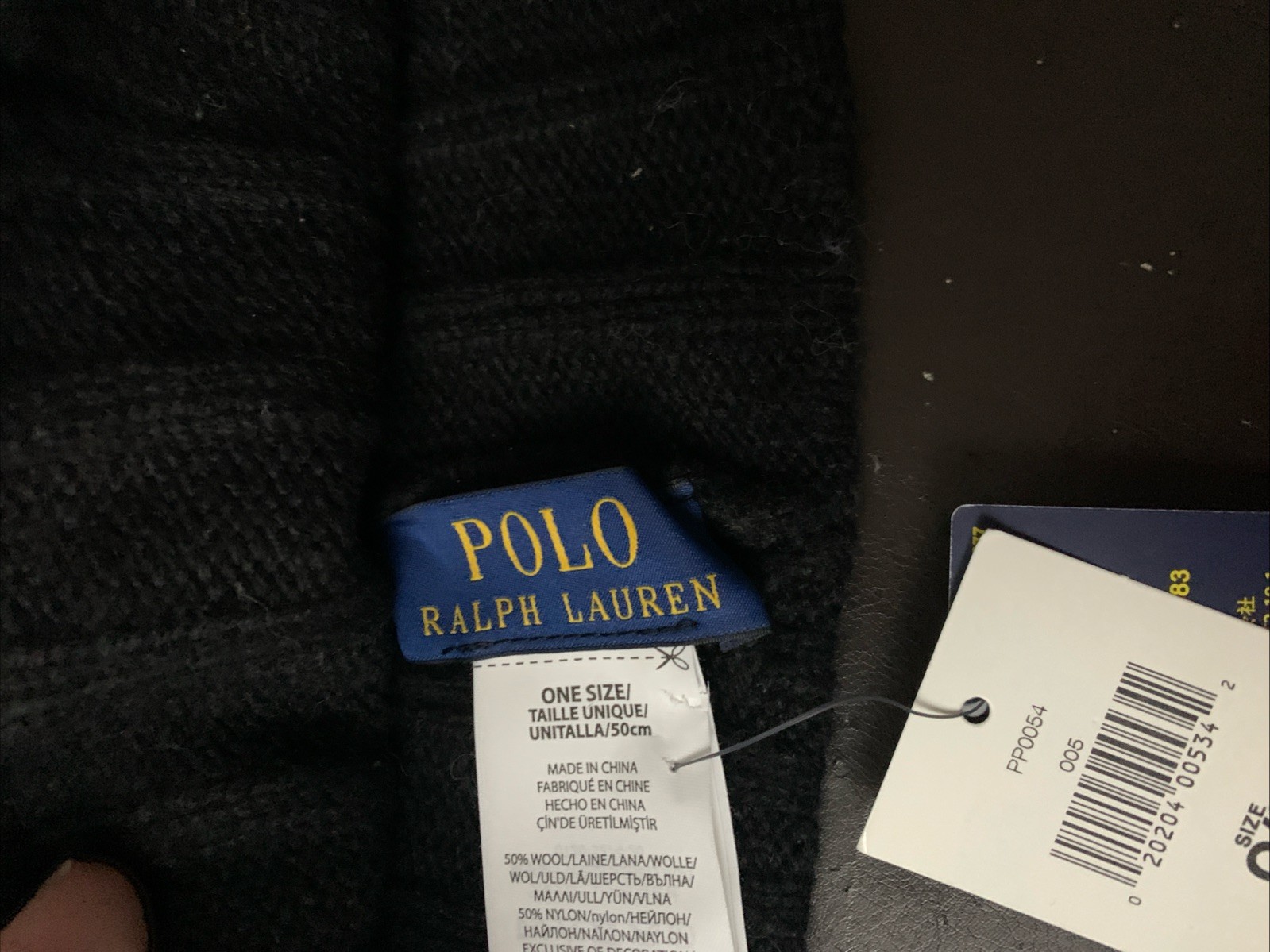 NWT Polo Ralph Lauren Beanie Wool Blend Ribbed Cuff Knit Black Multi Logo GB2 thumbnail 7