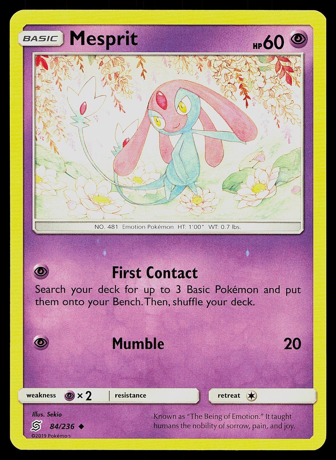 Pokemon Card Unified Minds Mesprit 84/236 Uncommon