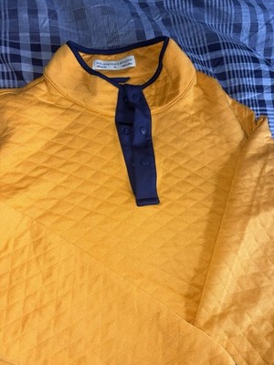 Holderness & Bourne Sullivan Pullover Mens M Blue Quilted Quarter Snap Mock Neck