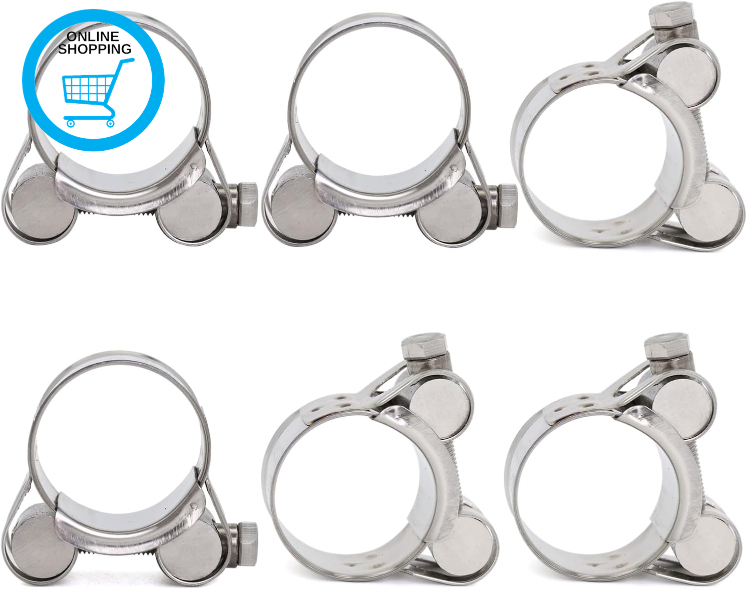 6 Pcs T-Bolt Hose Clamps, 23-25Mm Clamping Range, Stainless Steel Exhaust Clamp,