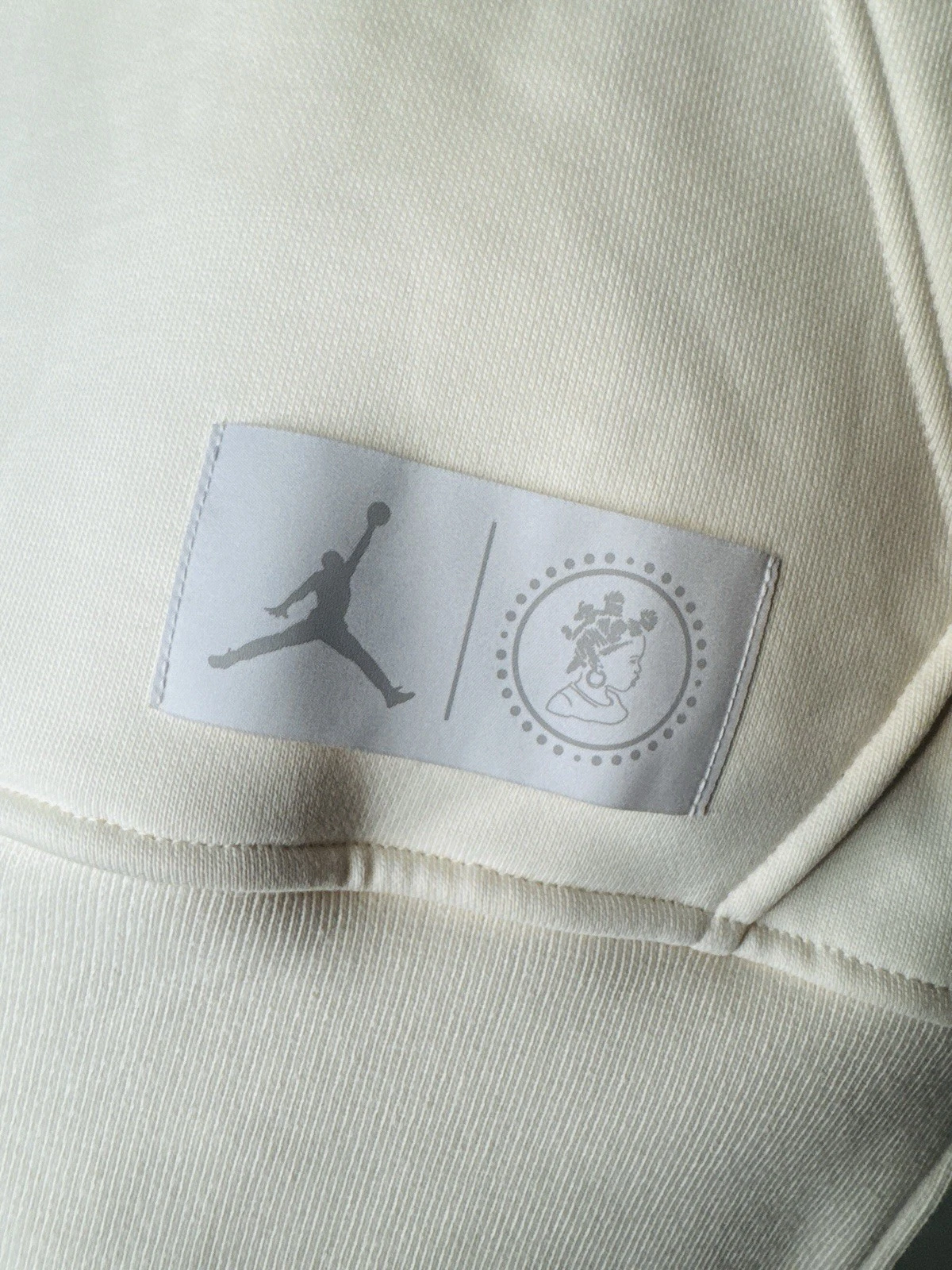 OFF WHITE Felpa con cappuccio drappeggio aperto Jordan Brand x Union Bephies Beauty Supply taglia XS crema