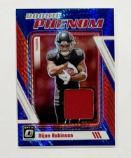 2023 Donruss Optic Bijan Robinson Rookie Phenom Blue Hyper Prizm Jersey Relic RC
