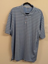 Adidas Climacool Striped Golf Polo Shirt Men s 2XL Blue Performance Stretch
