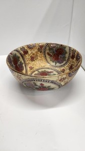 Flawless Large Chinese Hand Painted Bowl Satsuma Floral