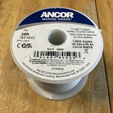 Ancor 112702 Marine Tinned Copper Battery Cable 6-Gauge, White, 25-Feet 