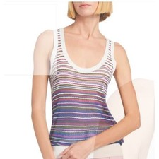 Veronica Beard Women's Nabella Striped Knit Scoopneck Tank Top NWT 278 XL Blue W