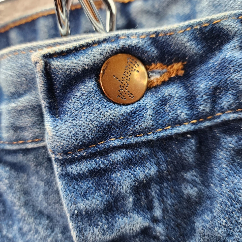 Pantalones de mezclilla Wrangler 13MWZ corte vaquero para hombre 34x34 azul tela EE. UU. hechos en México Foto 4 de 4